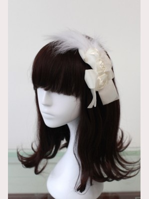 Souffle Song White Feather Rose  Headbow